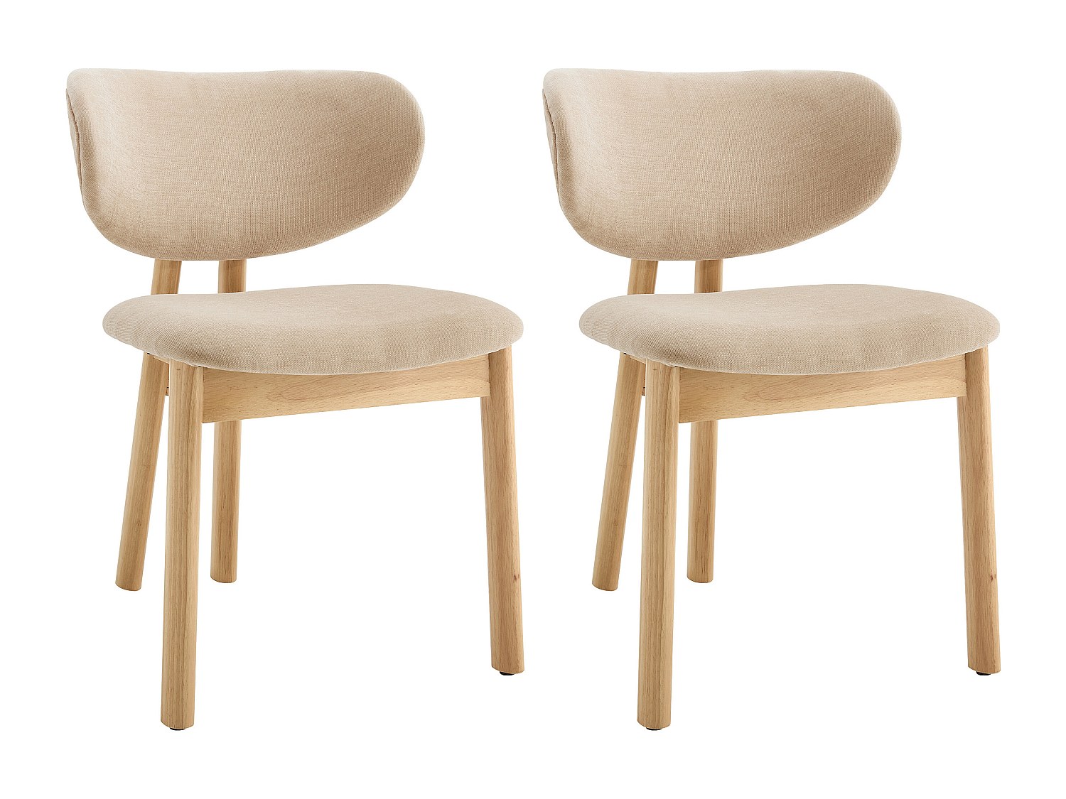 2er-Set Stühle - Stoff & Gummiholz - Beige - FALDRA günstig online kaufen