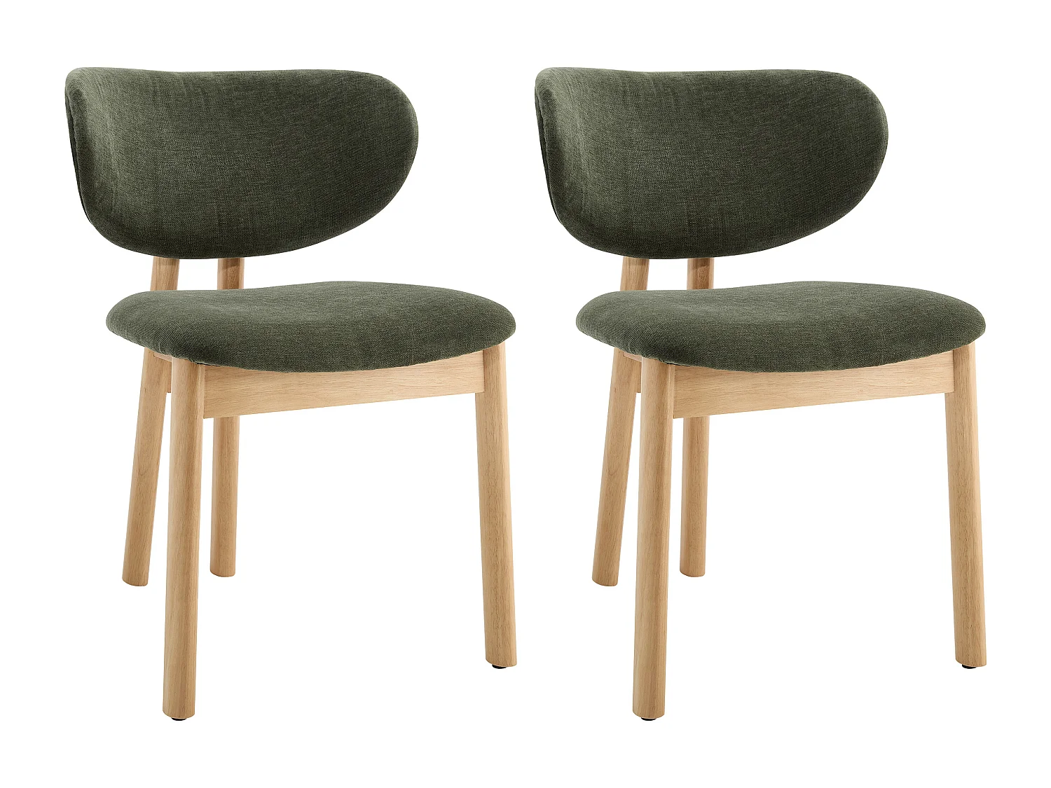 Lot de 2 chaises en tissu et bois d'hévéa - Vert - FALDRA