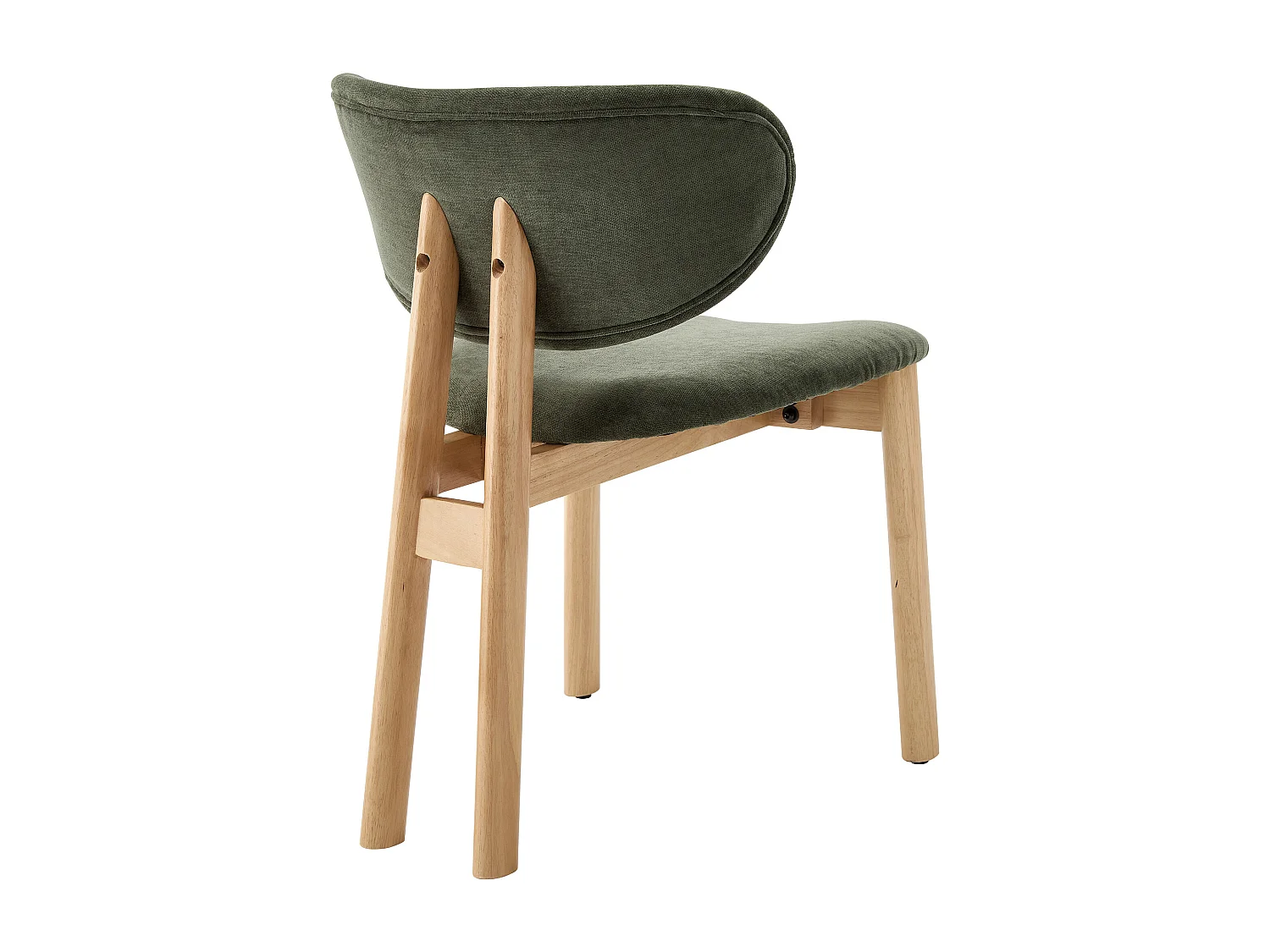 Lot de 2 chaises en tissu et bois d'hévéa - Vert - FALDRA