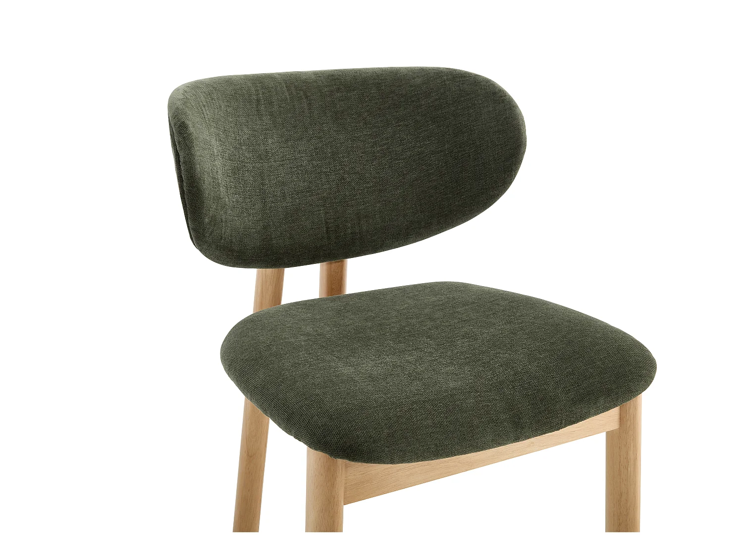 Lot de 2 chaises en tissu et bois d'hévéa - Vert - FALDRA