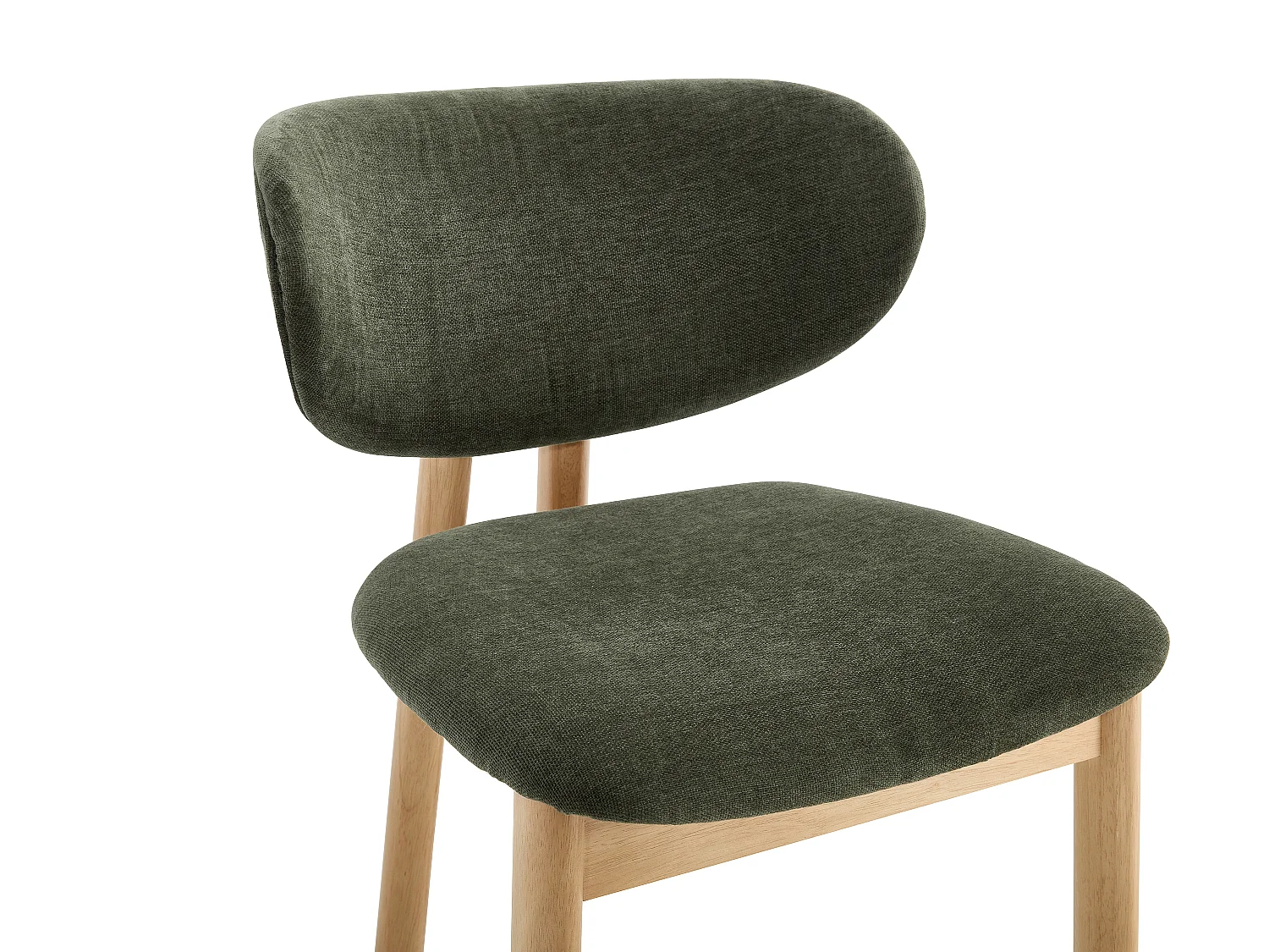 Lot de 2 chaises en tissu et bois d'hévéa - Vert - FALDRA