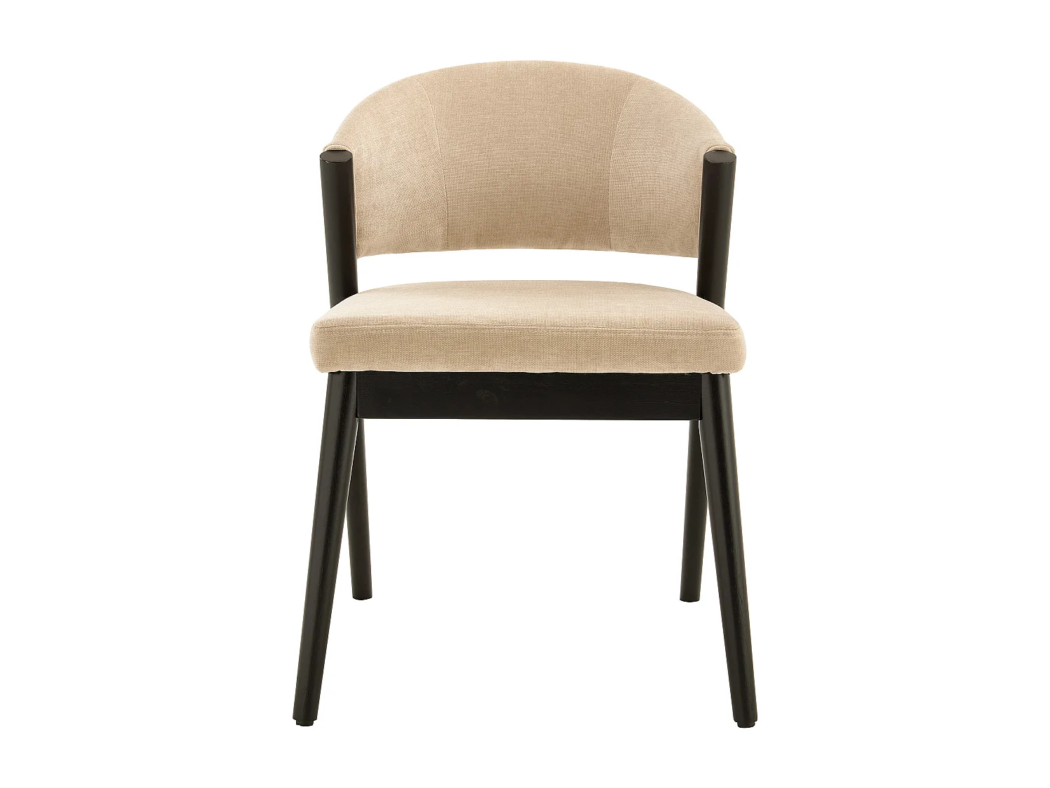 Lot de 2 chaises en tissu et bois d'hévéa noir - Beige - ZELVYN