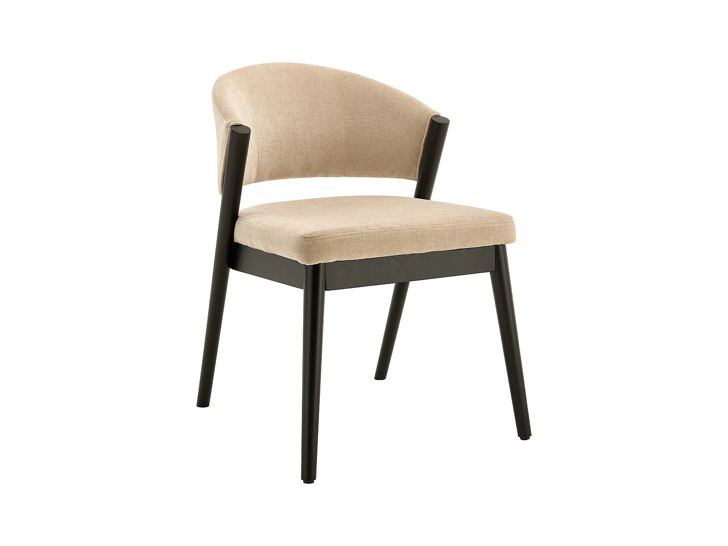 Lot de 2 chaises en tissu et bois d'hévéa noir - Beige - ZELVYN