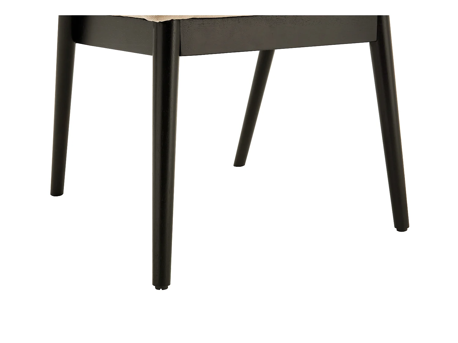 Lot de 2 chaises en tissu et bois d'hévéa noir - Beige - ZELVYN