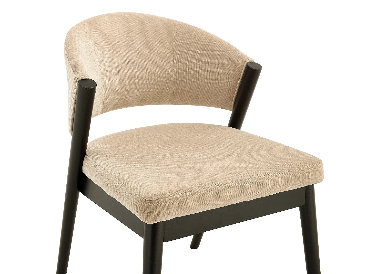 Lot de 2 chaises en tissu et bois d'hévéa noir - Beige - ZELVYN