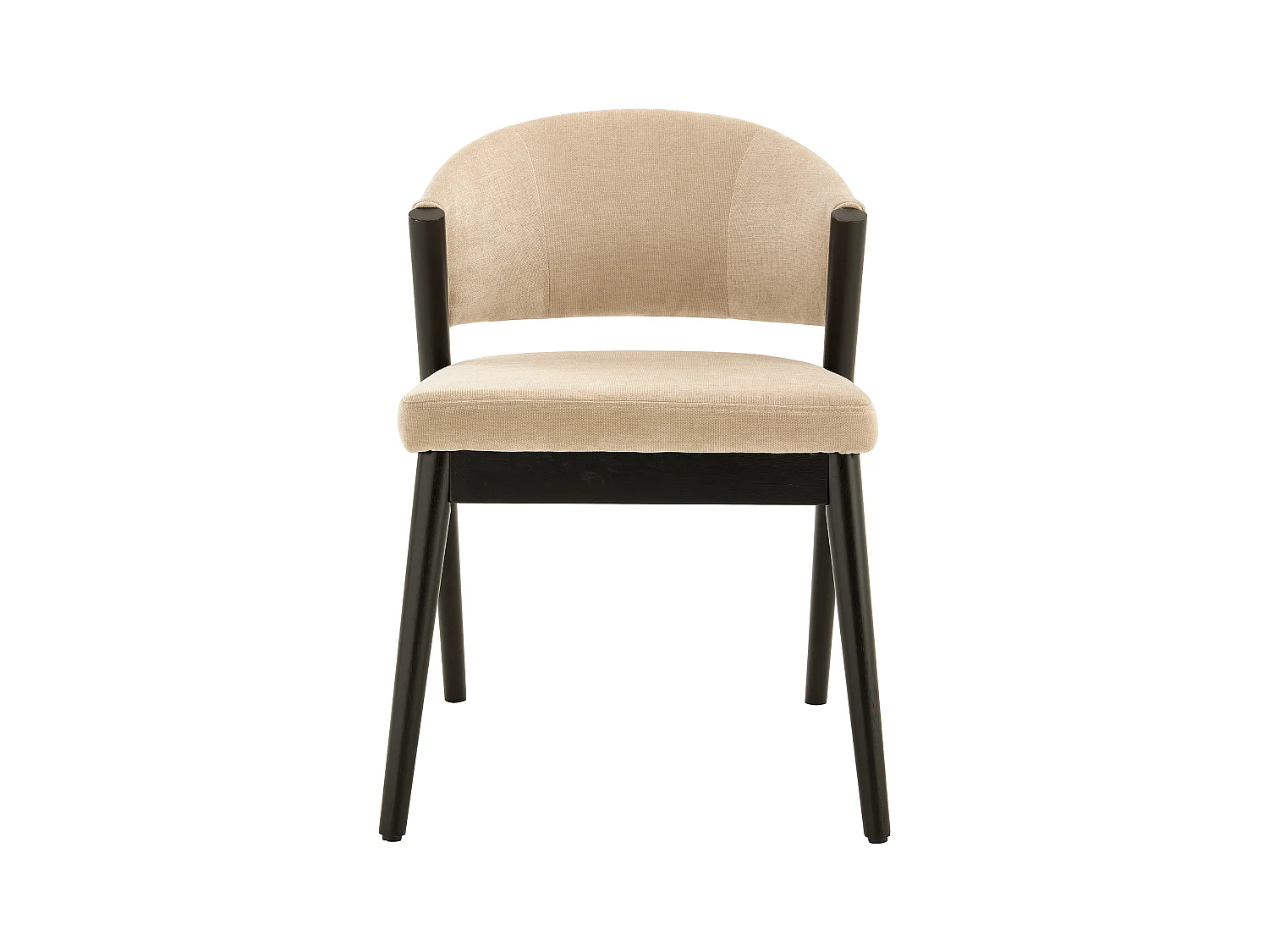 Sæt med 2 stole i stof og sort gummitræ - Beige - ZELVYN