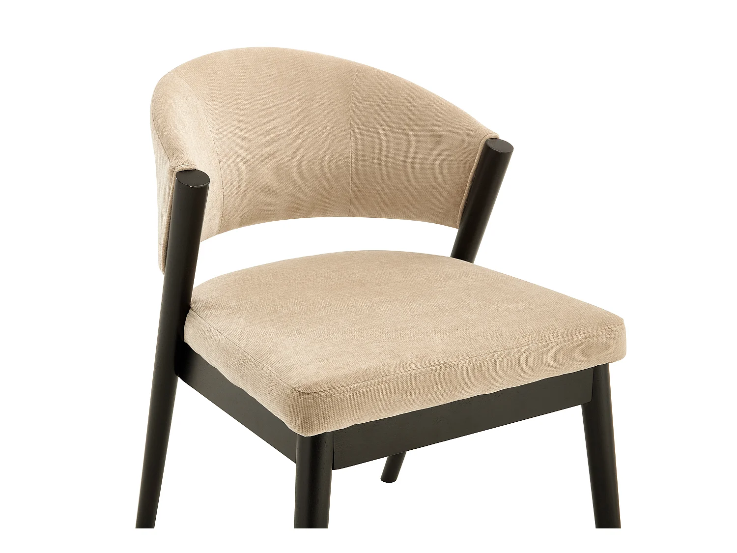 Sæt med 2 stole i stof og sort gummitræ - Beige - ZELVYN