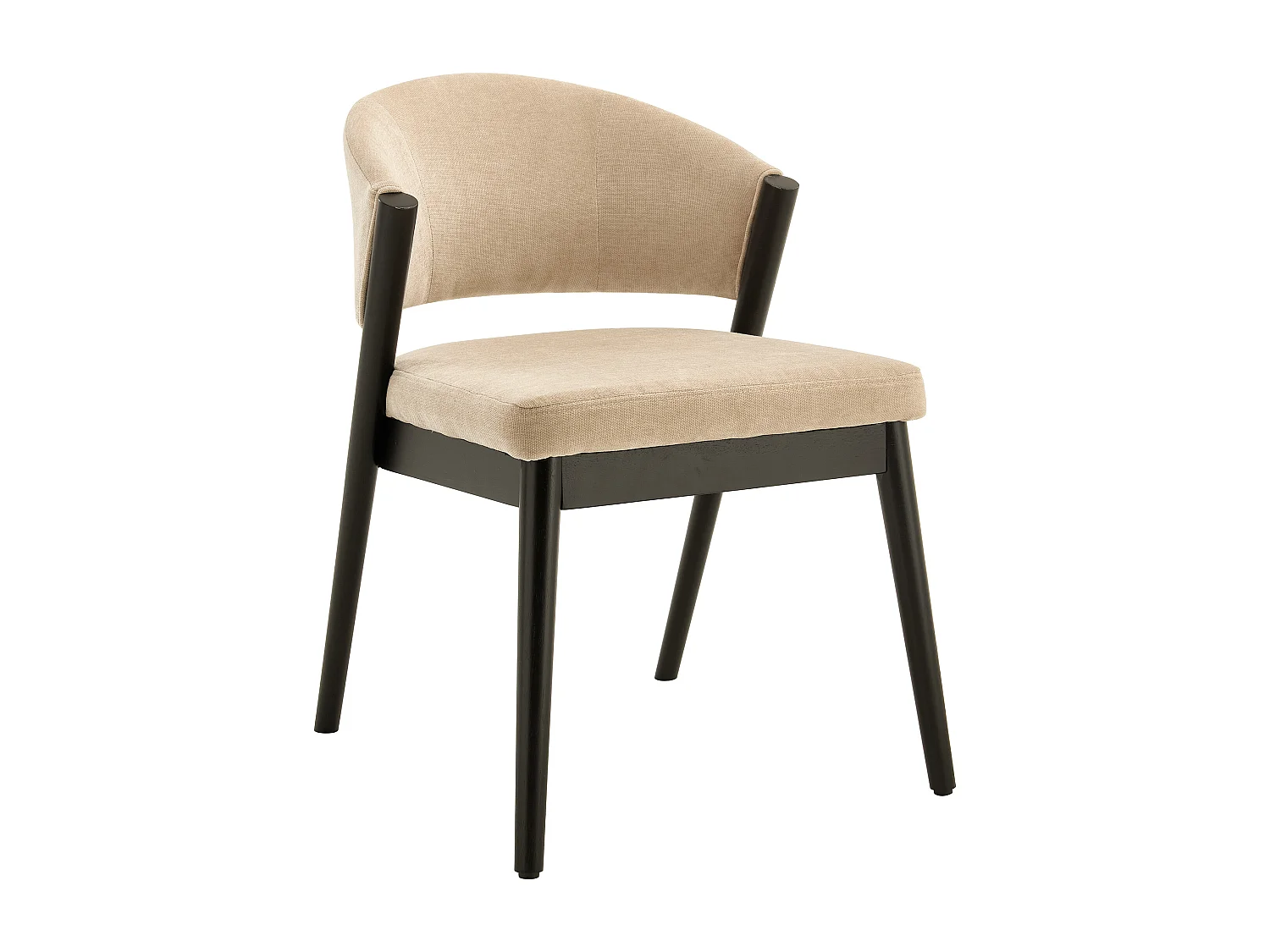 Zestaw 2 krzeseł z tkaniny i czarnego drewna hebanowego - Beige - ZELVYN