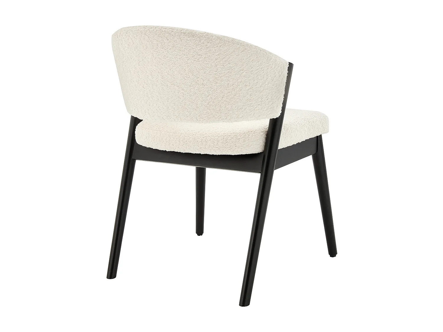 Lot de 2 chaises en tissu bouclette et bois d'hévéa noir - Blanc - ZELVYN