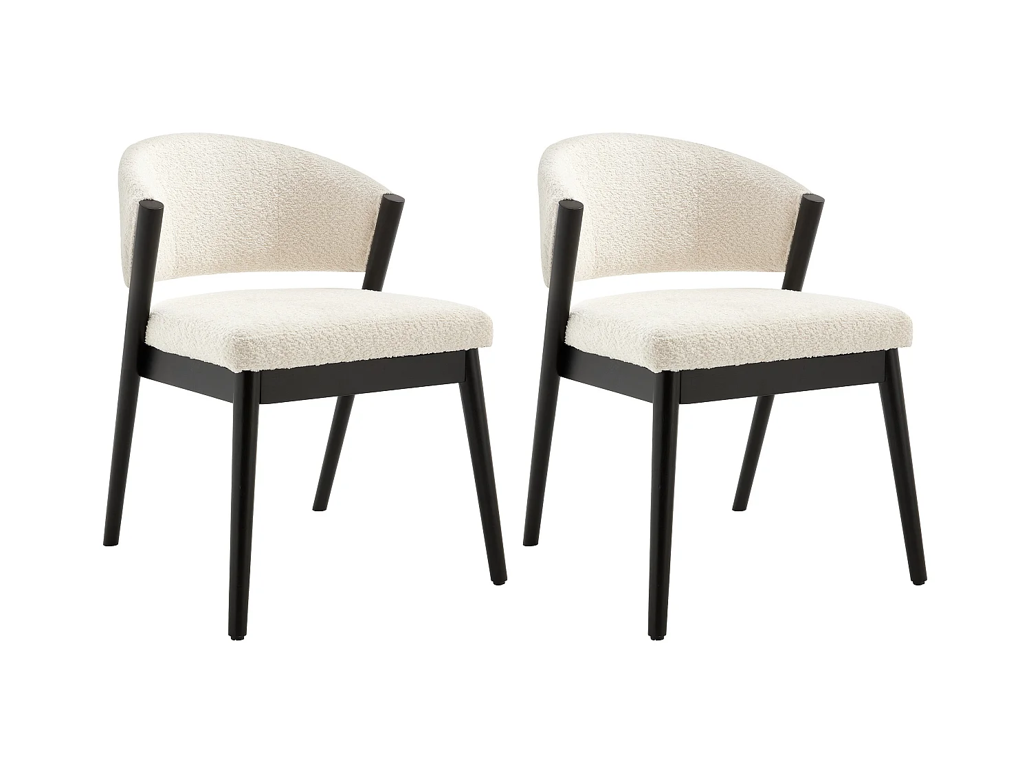 Zestaw 2 krzeseł z tkaniny bukle i czarnego drewna kauczukowego - Białe - ZELVYN