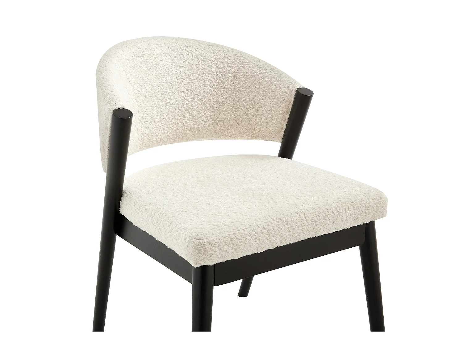 Zestaw 2 krzeseł z tkaniny bukle i czarnego drewna kauczukowego - Białe - ZELVYN