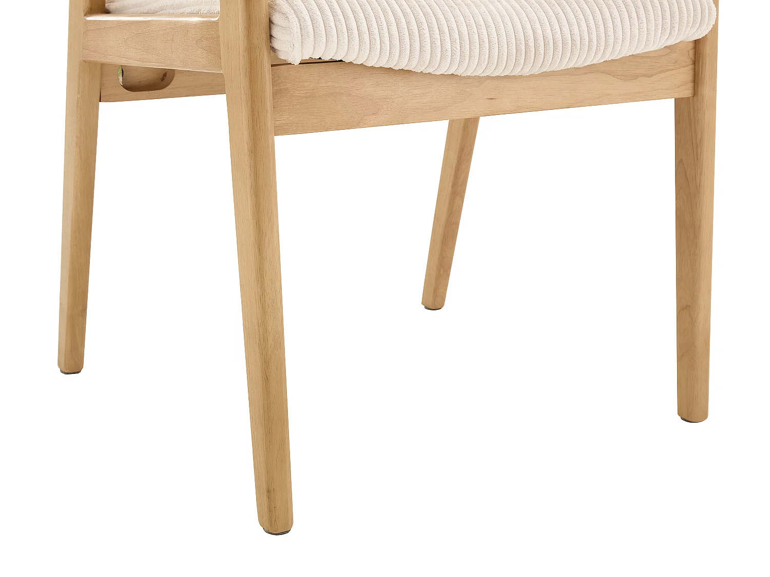 Lot de 2 chaises avec accoudoirs en velours côtelé et bois d'hévéa - Crème - FILDON