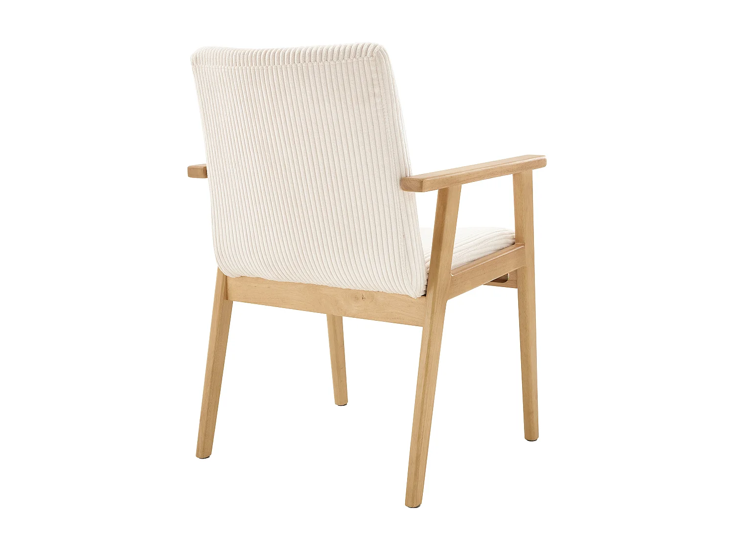 Lot de 2 chaises avec accoudoirs en velours côtelé et bois d'hévéa - Crème - FILDON