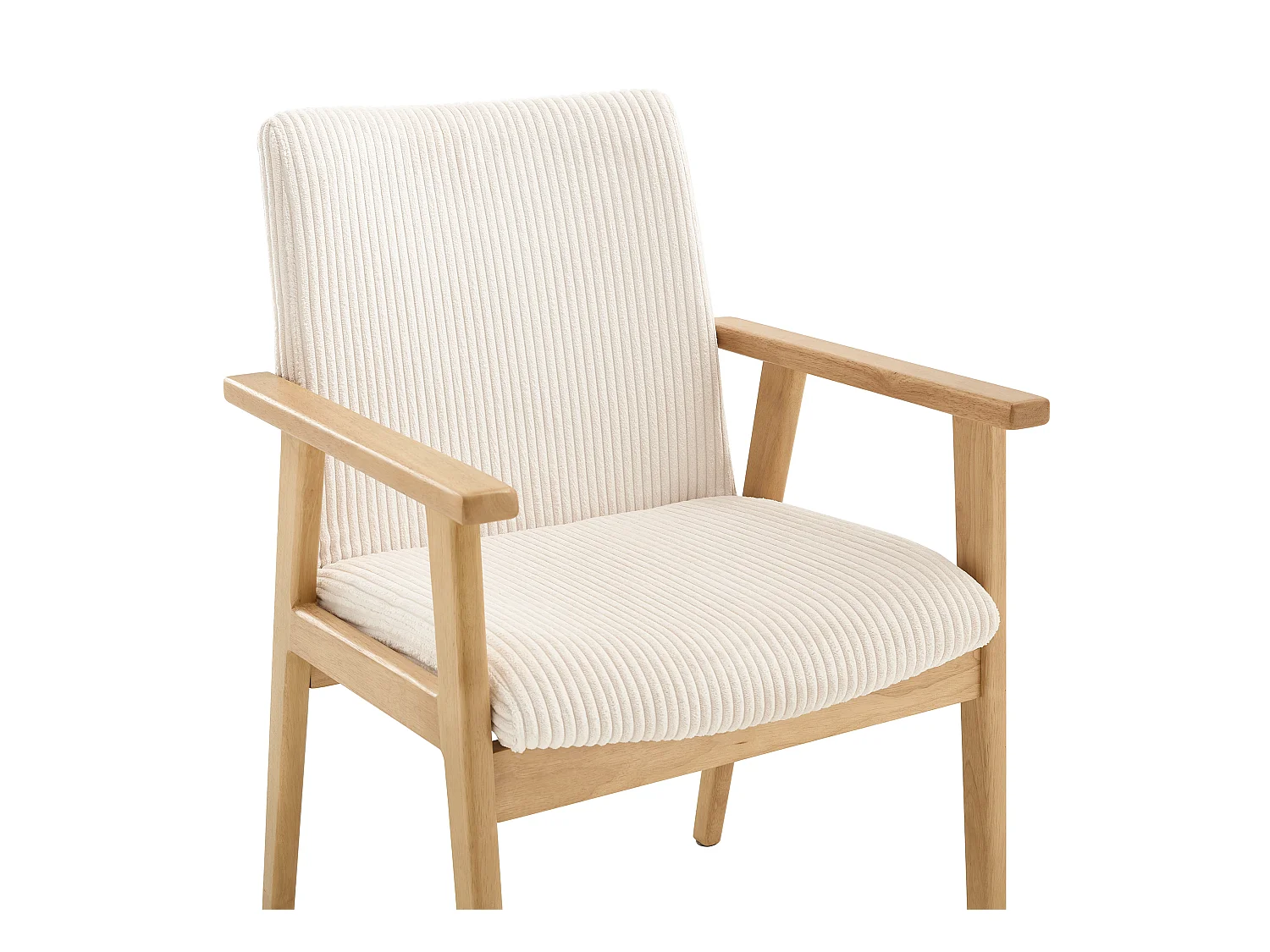 Sæt med 2 stole med armlæn i fløjlsbånd og gummitræ - Cremefarvet - FILDON