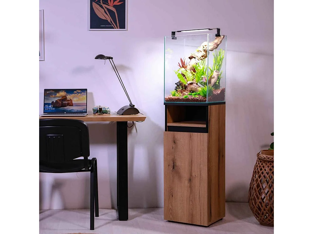 Kit aquarium colonne avec filtre et éclairage led 61 litres