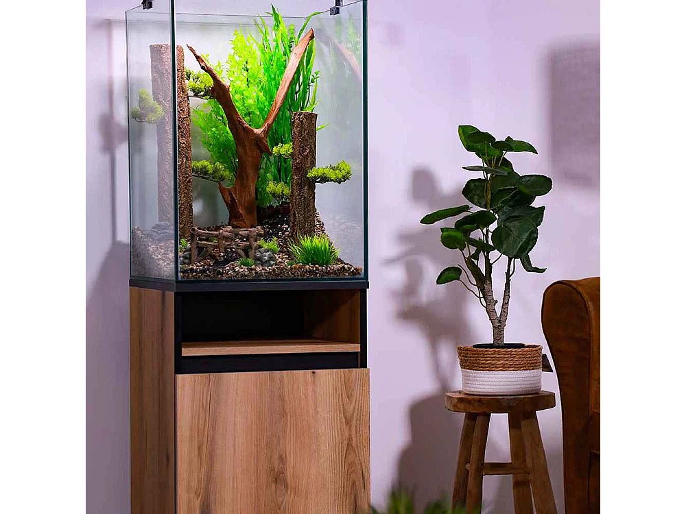 Kit aquarium colonne avec filtre et éclairage led 175 litres