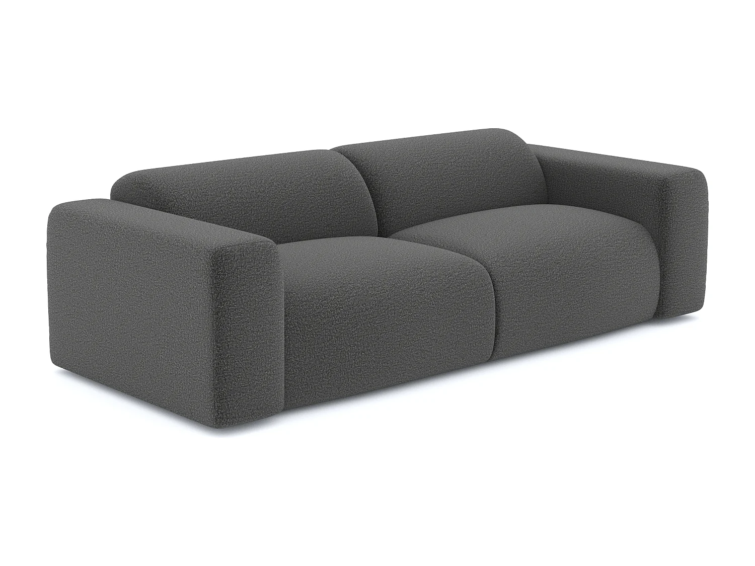 Canapé MYRA 3 places en tissu bouclette gris graphite