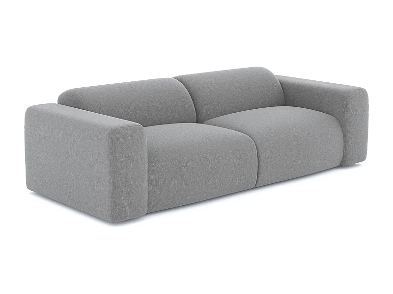 Canapé 3 places tissu tramé gris clair 205cm MYRA