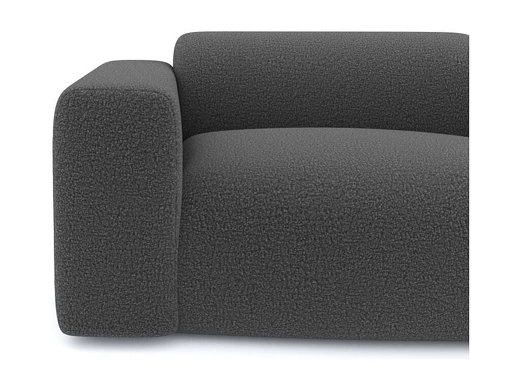 Canapé MYRA 4 places en tissu bouclette gris graphite