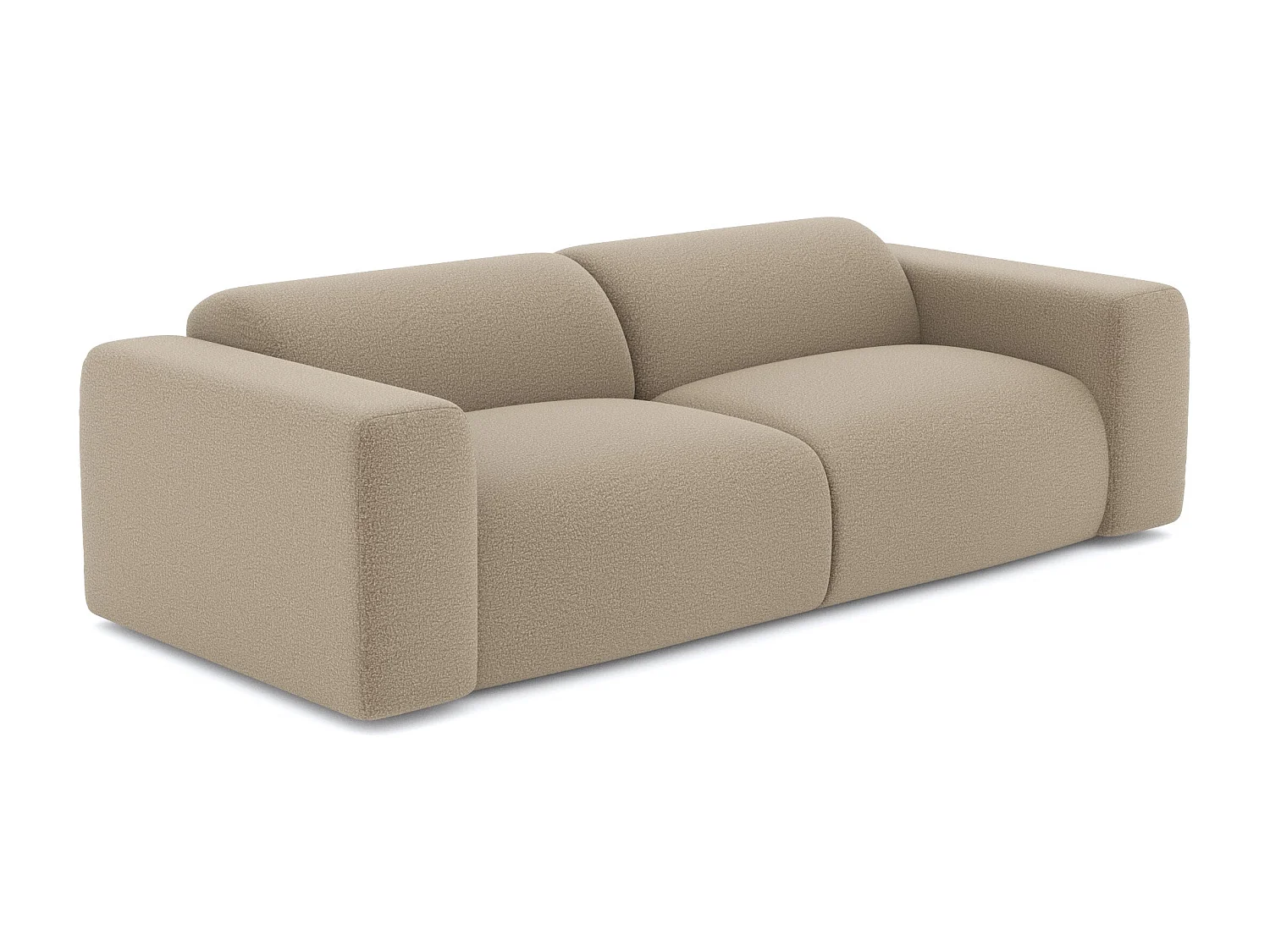 Canapé MYRA 3 places en tissu bouclette taupe