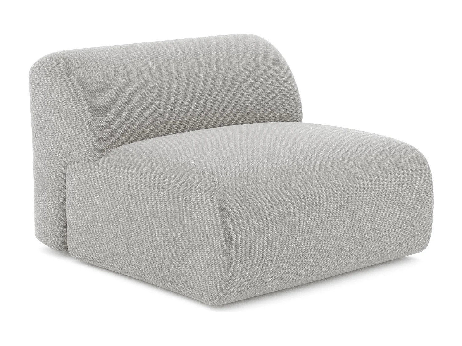 Fauteuil sans accoudoirs MYRA en tissu tramé gris clair 75x97cm