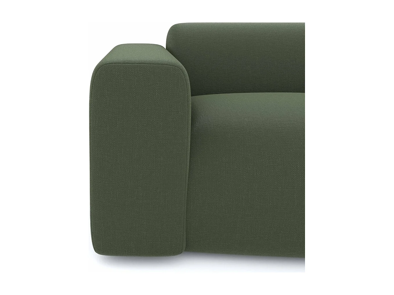 Fauteuil de salon tissu tramé vert olive MYRA