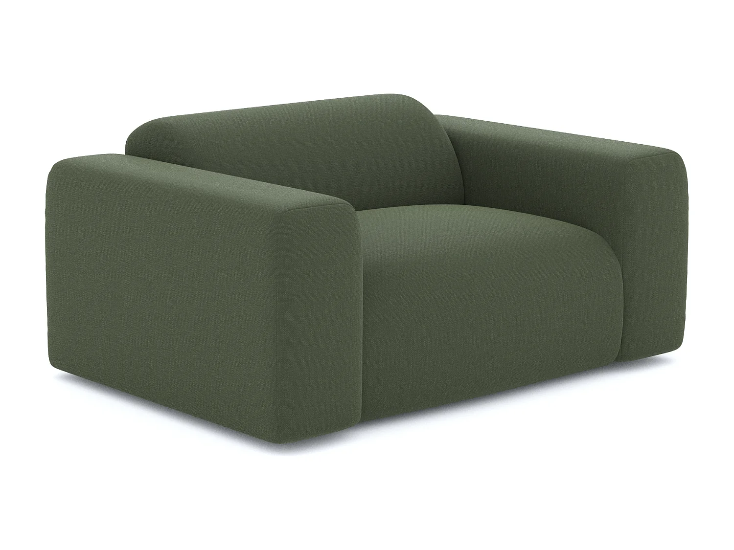 Fauteuil de salon tissu tramé vert olive MYRA