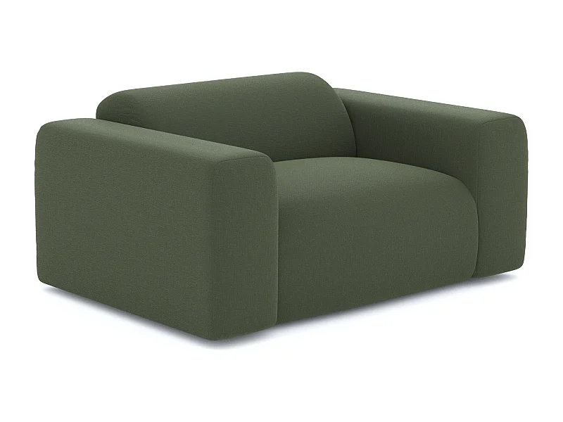 Fauteuil de salon tissu tramé vert olive MYRA