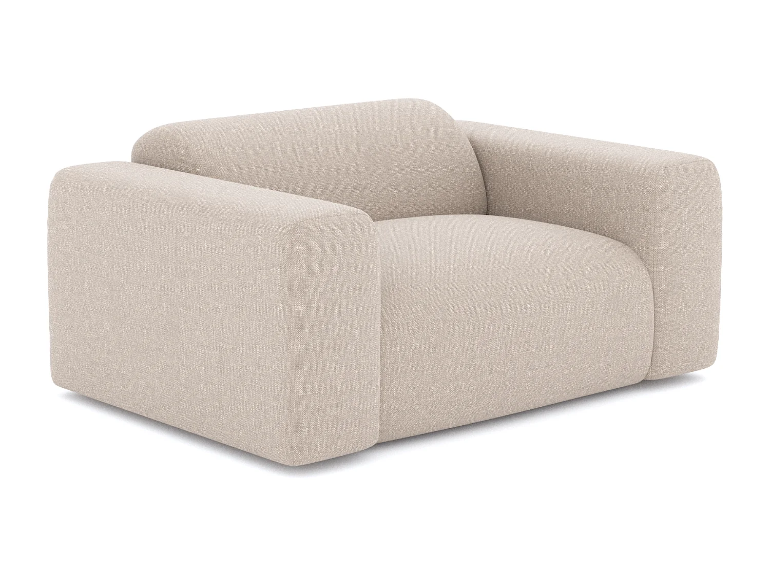 Fauteuil de salon tissu tramé beige MYRA