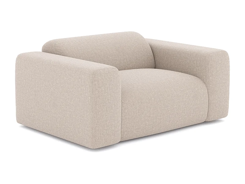 Fauteuil de salon tissu tramé beige MYRA