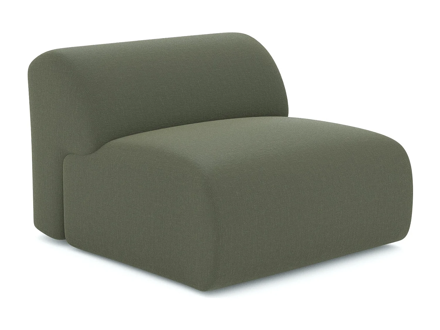 Fauteuil sans accoudoirs MYRA en tissu tramé vert olive 75x97cm