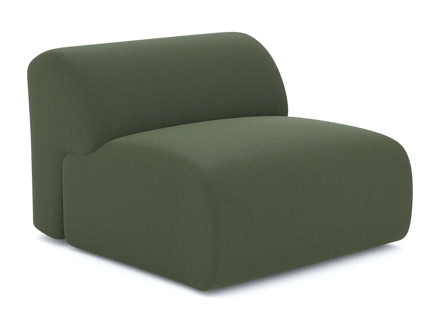 Fauteuil de salon sans accoudoirs tissu tramé vert olive MYRA
