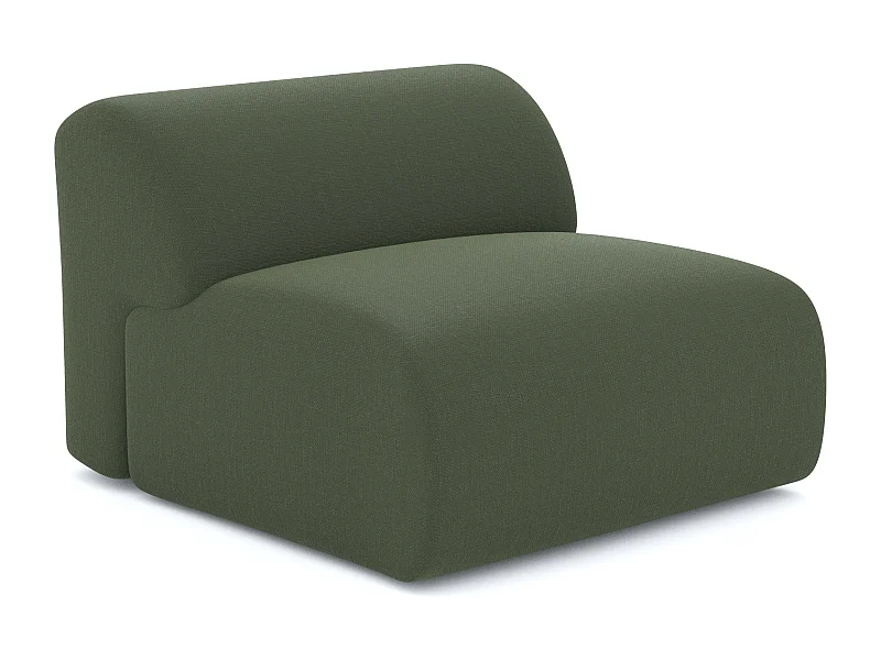Fauteuil de salon sans accoudoirs tissu tramé vert olive MYRA