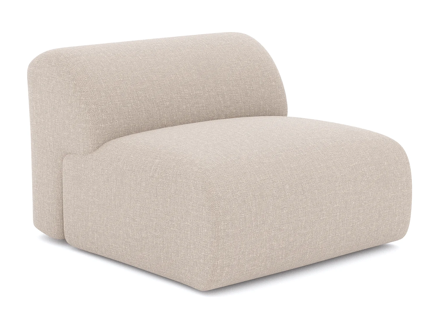 Fauteuil de salon sans accoudoirs tissu tramé beige MYRA