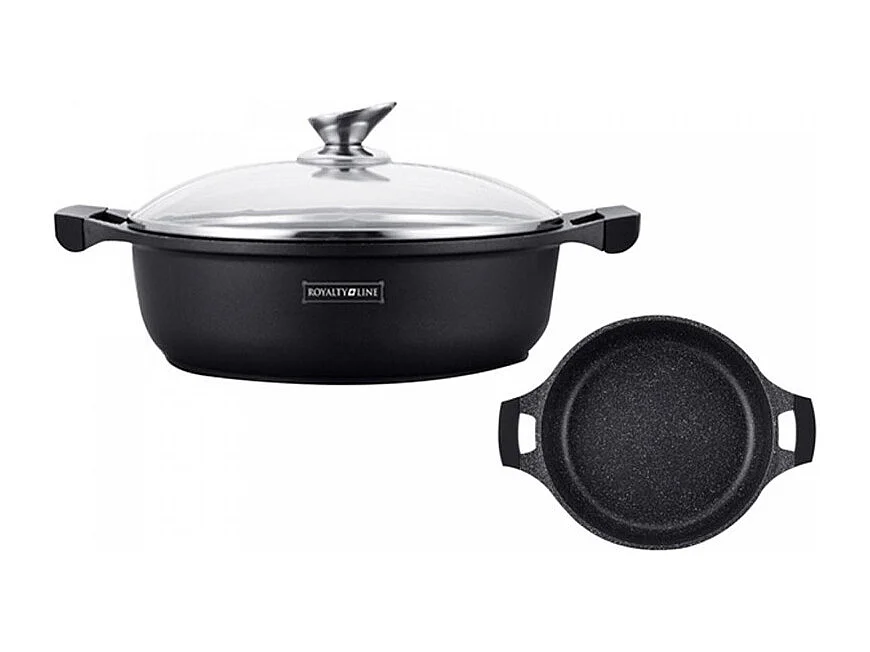 Marmite Sauteuse Royalty Line RL-BR28M 28cm Antihaft-Marmor-Effekt mit Deckel, Kompatibel mit Allen Herdarten und Backofen