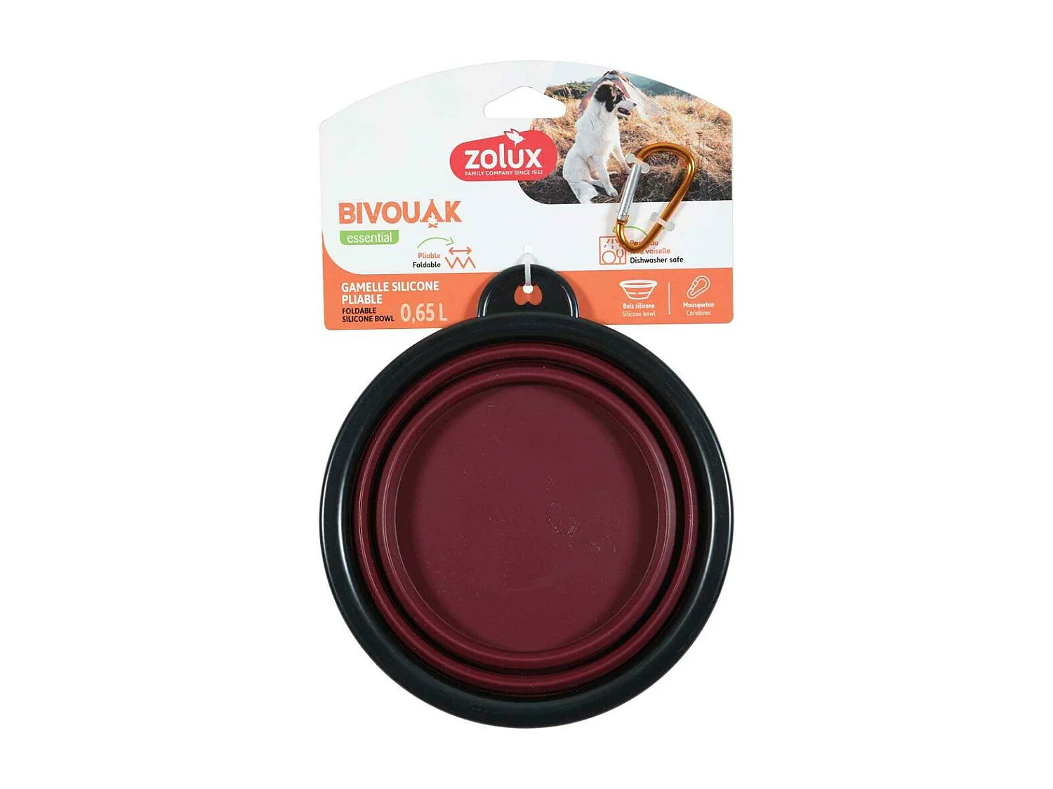 Gamelle souple en silicone rouge Bivouak 650 ml