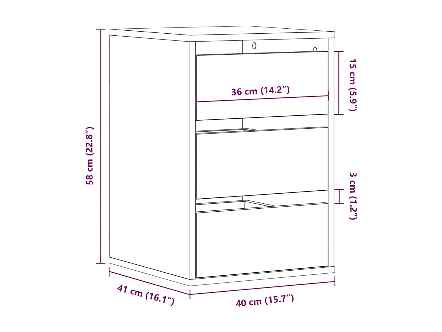 Commode d'angle chêne artisanal 40x41x58 cm bois d'ingénierie
