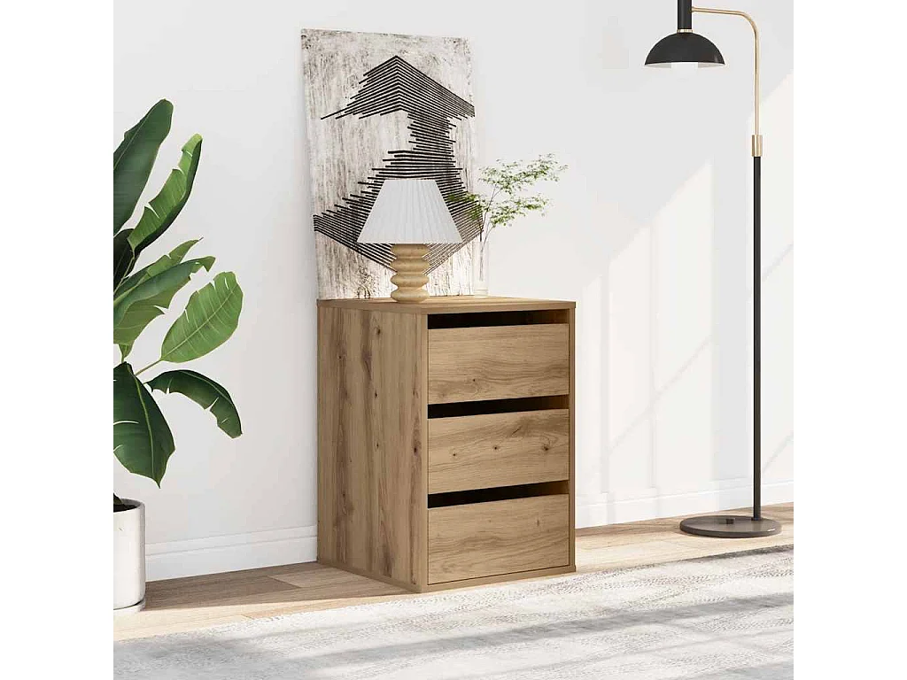 Commode d'angle chêne artisanal 40x41x58 cm bois d'ingénierie