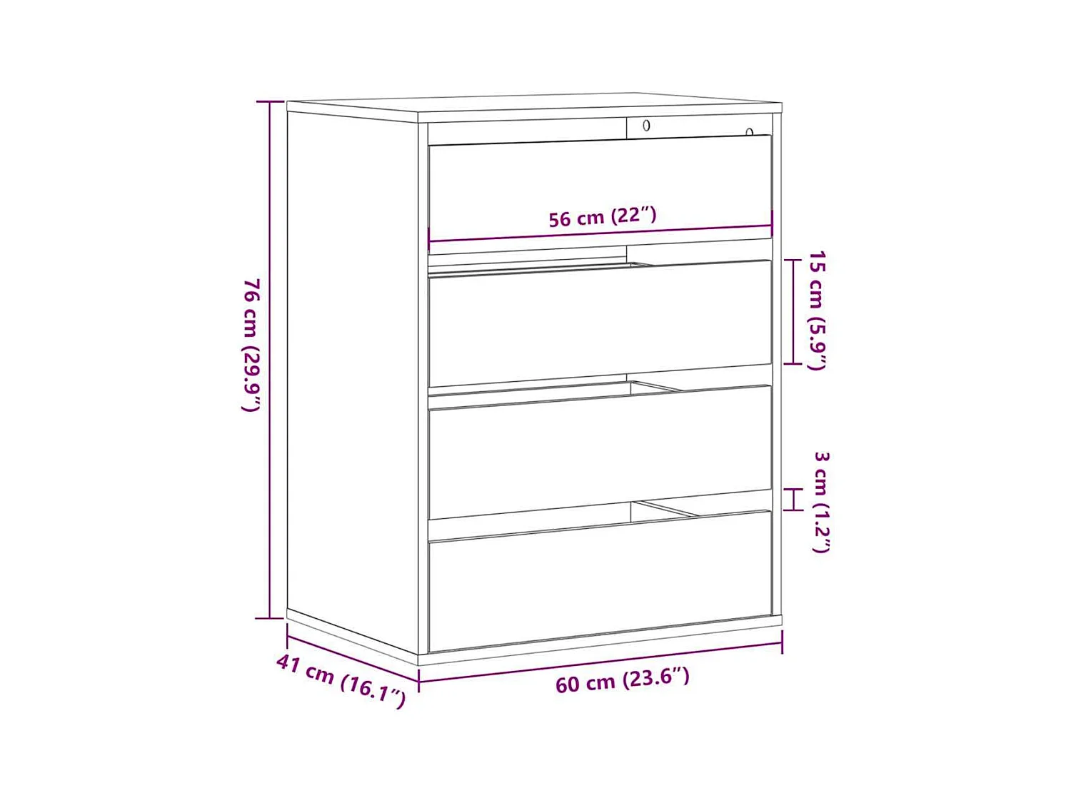 Commode d'angle chêne artisanal 60x41x76 cm bois d'ingénierie