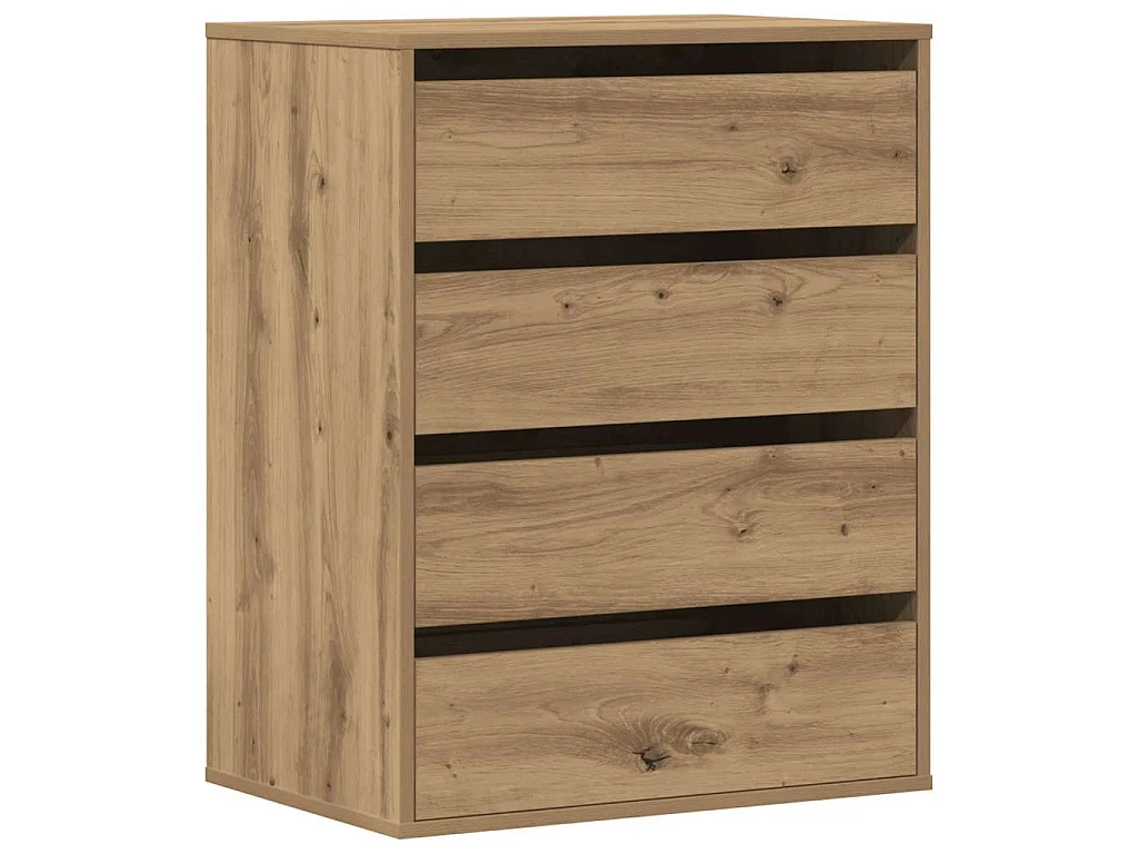 Ladekast 60x41x76 cm bewerkt hout artisanaal eikenkleurig