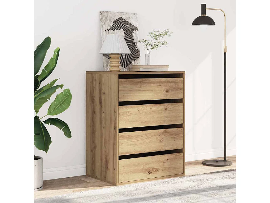 Ladekast 60x41x76 cm bewerkt hout artisanaal eikenkleurig