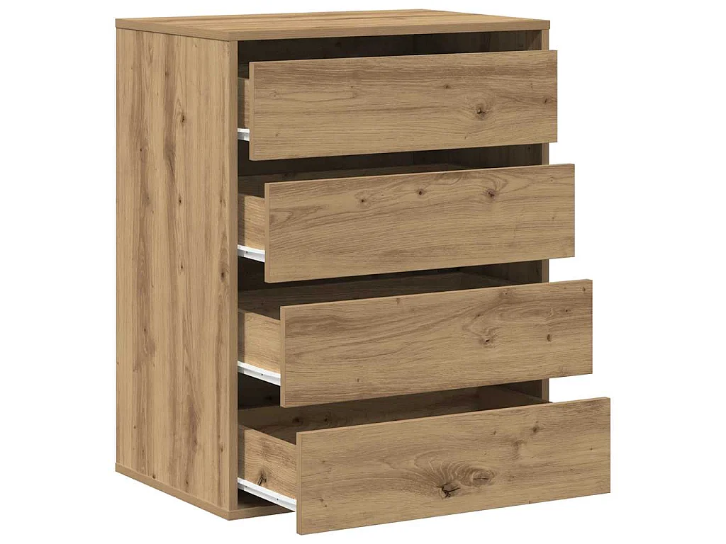 Ladekast 60x41x76 cm bewerkt hout artisanaal eikenkleurig