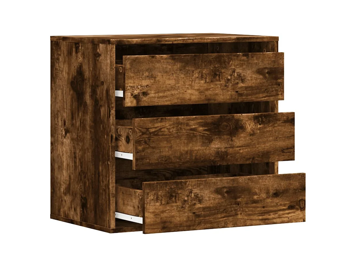 Ladekast 60x41x58 cm bewerkt hout gerookt eikenkleurig