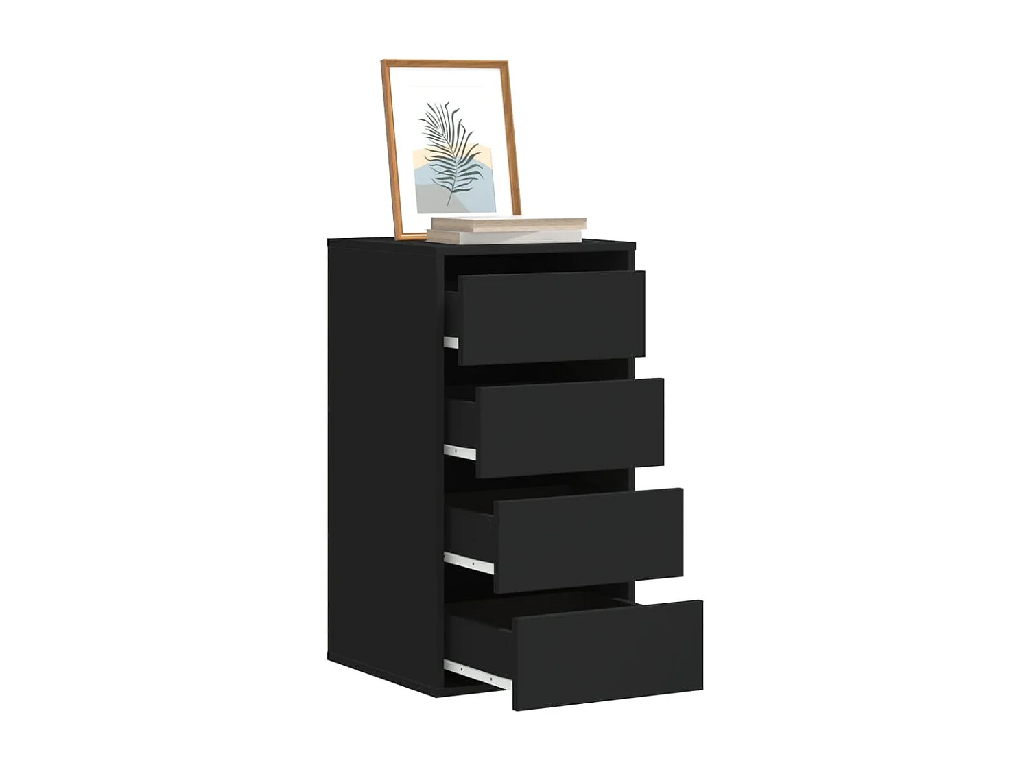 Cassettiera Angolare Nera 40x41x76 cm in Legno Multistrato