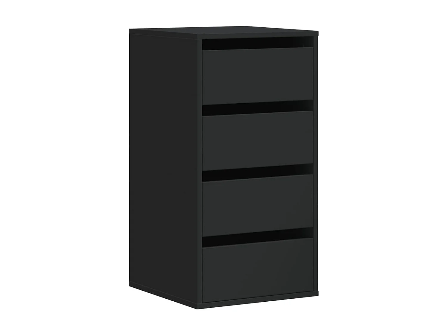 Cassettiera Angolare Nera 40x41x76 cm in Legno Multistrato