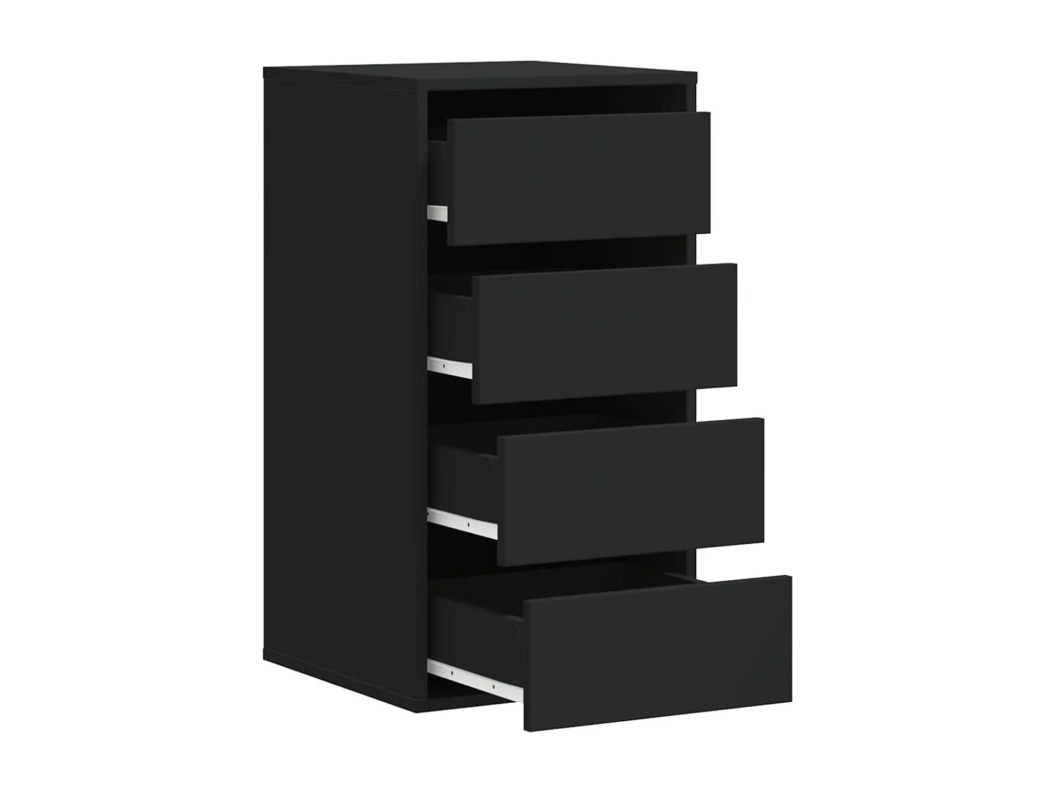 Cassettiera Angolare Nera 40x41x76 cm in Legno Multistrato