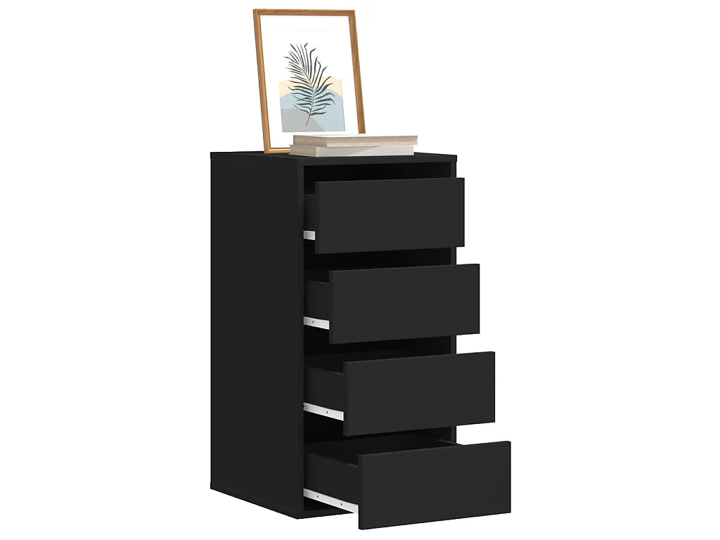 Commode d'angle noir 40x41x76 cm bois d'ingénierie