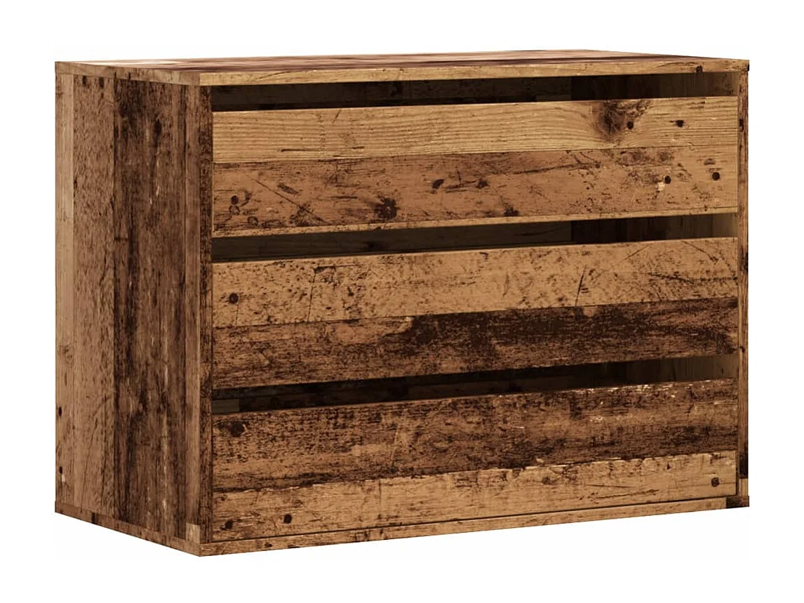 Ladekast 80x41x58 cm bewerkt hout oud houtkleurig