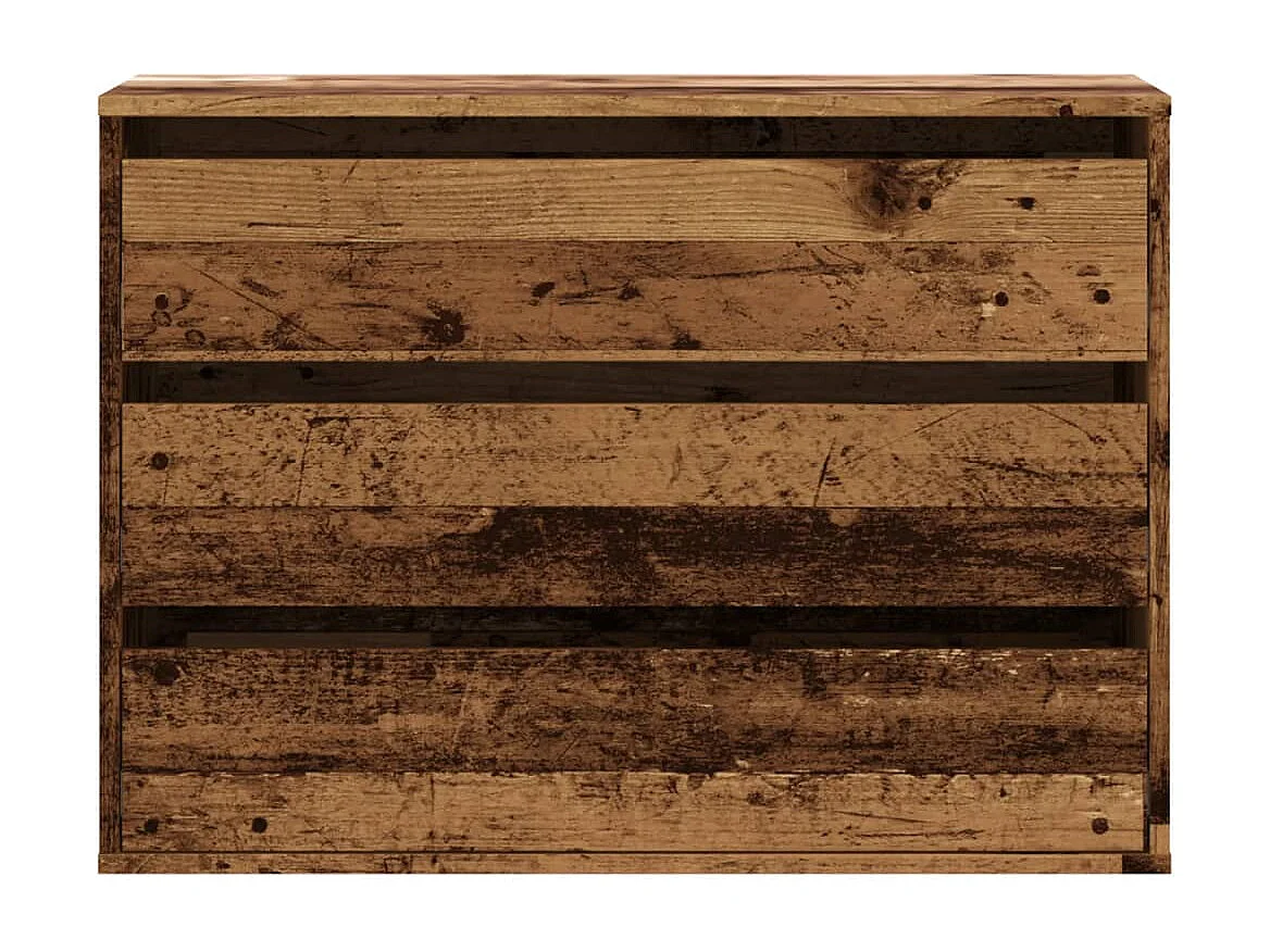Ladekast 80x41x58 cm bewerkt hout oud houtkleurig