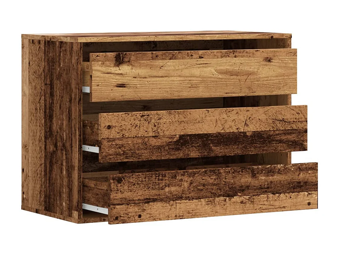 Ladekast 80x41x58 cm bewerkt hout oud houtkleurig